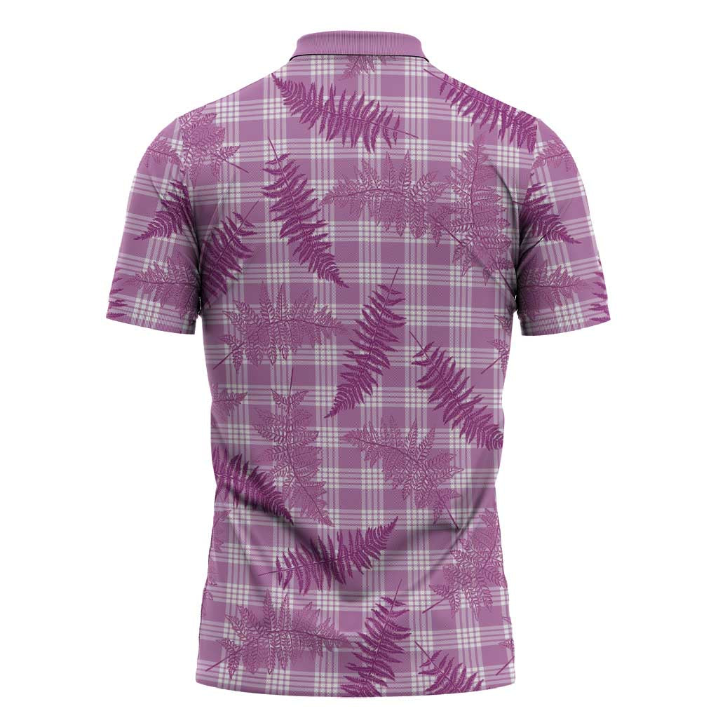 Pink Palaka Hawaii Palapalai Zipper Polo Shirt Hawaiian Fern - Polynesian Pride