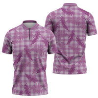 Pink Palaka Hawaii Palapalai Zipper Polo Shirt Hawaiian Fern - Polynesian Pride