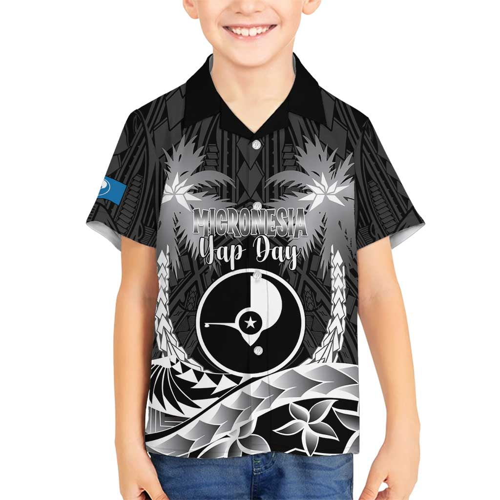 FSM Yap Day Family Matching Long Sleeve Bodycon Dress and Hawaiian Shirt 2025 Wa'ab Micronesia Black Color LT14 Son's Shirt Black - Polynesian Pride