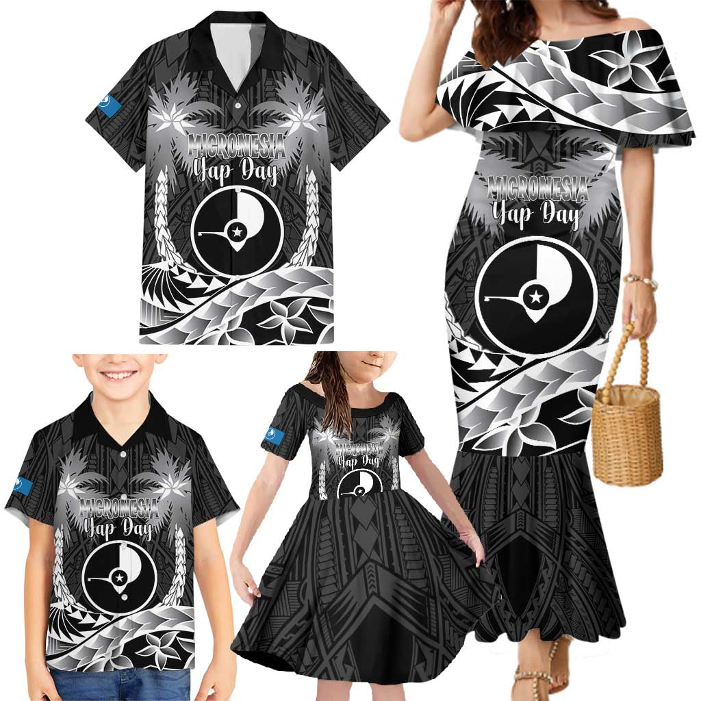 FSM Yap Day Family Matching Mermaid Dress and Hawaiian Shirt 2025 Wa'ab Micronesia Black Color LT14 - Polynesian Pride