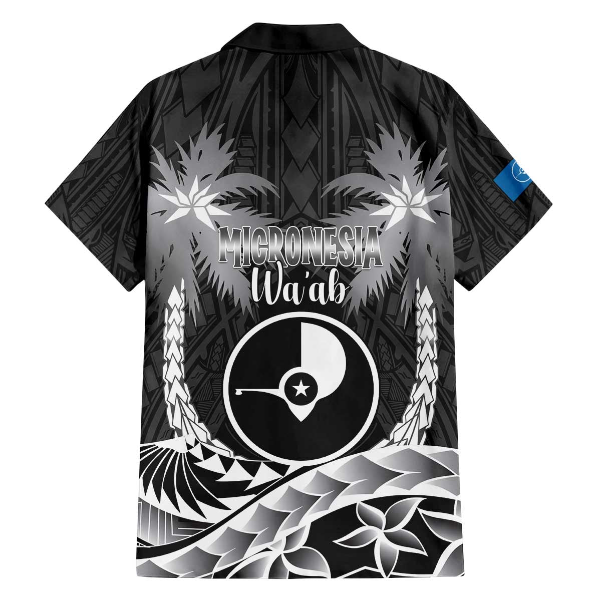 FSM Yap Day Family Matching Off The Shoulder Long Sleeve Dress and Hawaiian Shirt 2025 Wa'ab Micronesia Black Color LT14 - Polynesian Pride