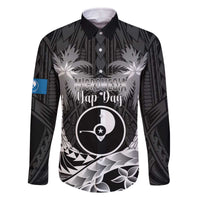 FSM Yap Day Family Matching Off The Shoulder Long Sleeve Dress and Hawaiian Shirt 2025 Wa'ab Micronesia Black Color LT14 Dad's Shirt - Long Sleeve Black - Polynesian Pride