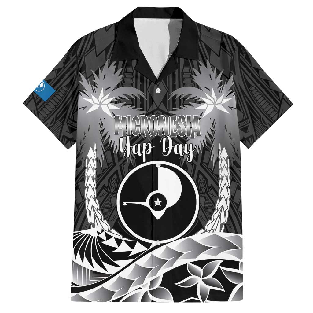 FSM Yap Day Family Matching Off Shoulder Maxi Dress and Hawaiian Shirt 2025 Wa'ab Micronesia Black Color LT14 Dad's Shirt - Short Sleeve Black - Polynesian Pride