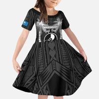 FSM Yap Day Family Matching Summer Maxi Dress and Hawaiian Shirt 2025 Wa'ab Micronesia Black Color LT14 Daughter's Dress Black - Polynesian Pride