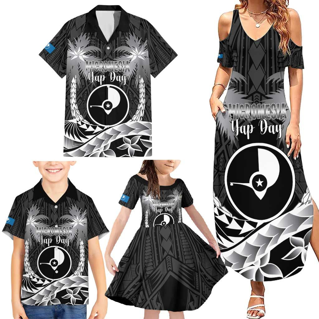 FSM Yap Day Family Matching Summer Maxi Dress and Hawaiian Shirt 2025 Wa'ab Micronesia Black Color LT14 - Polynesian Pride