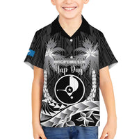 FSM Yap Day Family Matching Summer Maxi Dress and Hawaiian Shirt 2025 Wa'ab Micronesia Black Color LT14 Son's Shirt Black - Polynesian Pride