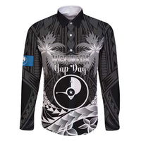 FSM Yap Day Family Matching Tank Maxi Dress and Hawaiian Shirt 2025 Wa'ab Micronesia Black Color LT14 Dad's Shirt - Long Sleeve Black - Polynesian Pride