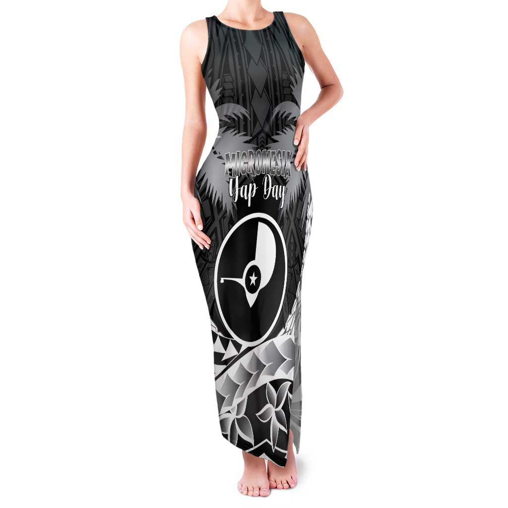 FSM Yap Day Family Matching Tank Maxi Dress and Hawaiian Shirt 2025 Wa'ab Micronesia Black Color LT14 Mom's Dress Black - Polynesian Pride