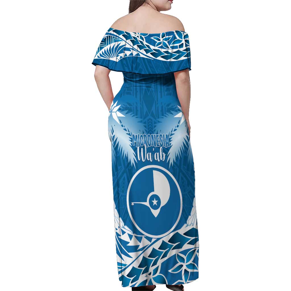 FSM Yap Day Family Matching Off Shoulder Maxi Dress and Hawaiian Shirt 2025 Wa'ab Micronesia Flag Color LT14 - Polynesian Pride