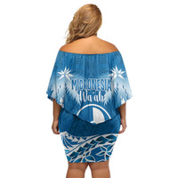 FSM Yap Day Family Matching Off Shoulder Short Dress and Hawaiian Shirt 2025 Wa'ab Micronesia Flag Color LT14 - Polynesian Pride