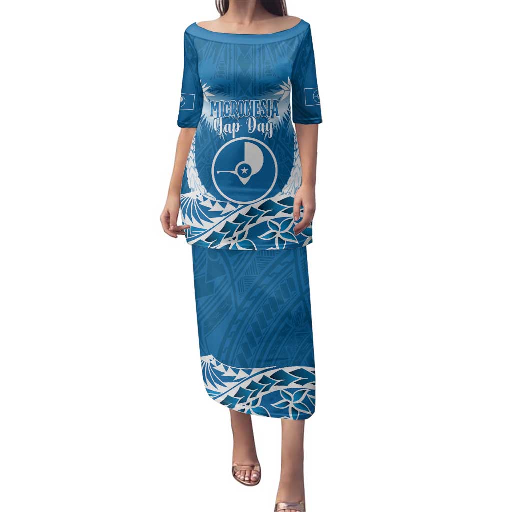 FSM Yap Day Family Matching Puletasi and Hawaiian Shirt 2025 Wa'ab Micronesia Flag Color