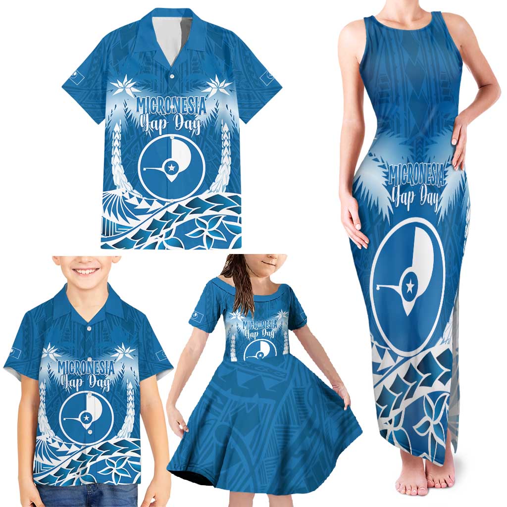 FSM Yap Day Family Matching Tank Maxi Dress and Hawaiian Shirt 2025 Wa'ab Micronesia Flag Color LT14 - Polynesian Pride