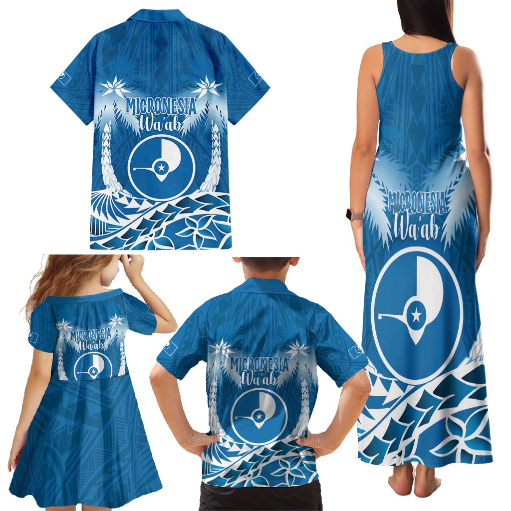 FSM Yap Day Family Matching Tank Maxi Dress and Hawaiian Shirt 2025 Wa'ab Micronesia Flag Color LT14 - Polynesian Pride