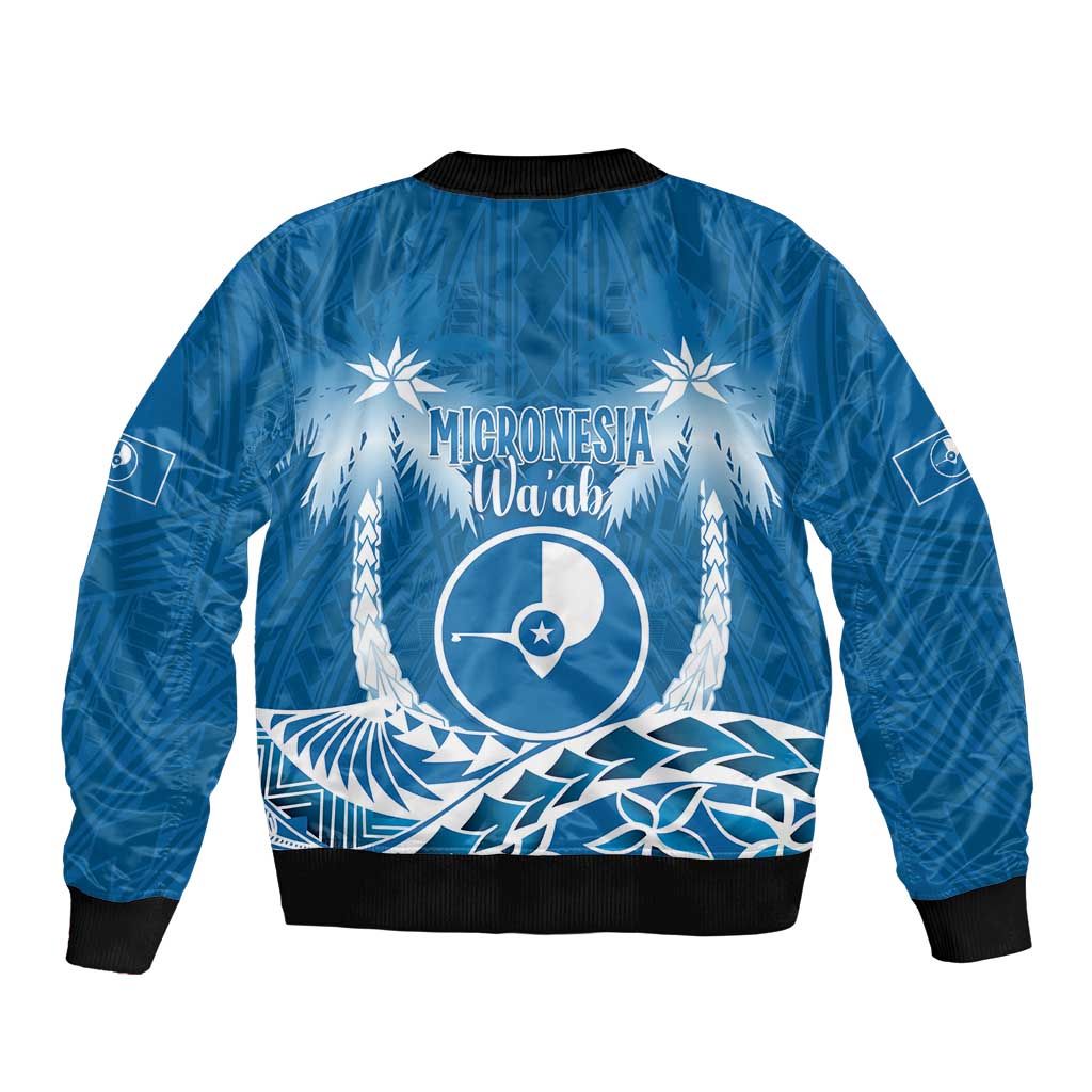 FSM Yap Day Sleeve Zip Bomber Jacket 2025 Wa'ab Micronesia Flag Color