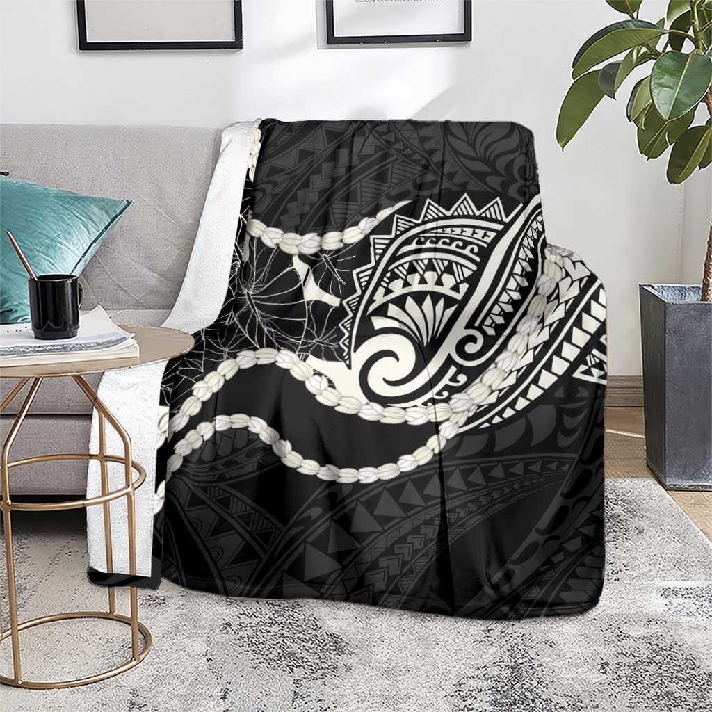 Aloha Hawaii Kalo Pikake Lei Blanket Chest Tattoo Black Hawaiian Pattern
