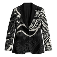 Aloha Hawaii Kalo Pikake Lei Blazer Chest Tattoo Black Hawaiian Pattern