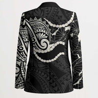 Aloha Hawaii Kalo Pikake Lei Blazer Chest Tattoo Black Hawaiian Pattern
