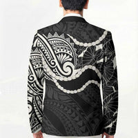 Aloha Hawaii Kalo Pikake Lei Blazer Chest Tattoo Black Hawaiian Pattern