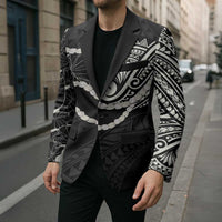 Aloha Hawaii Kalo Pikake Lei Blazer Chest Tattoo Black Hawaiian Pattern
