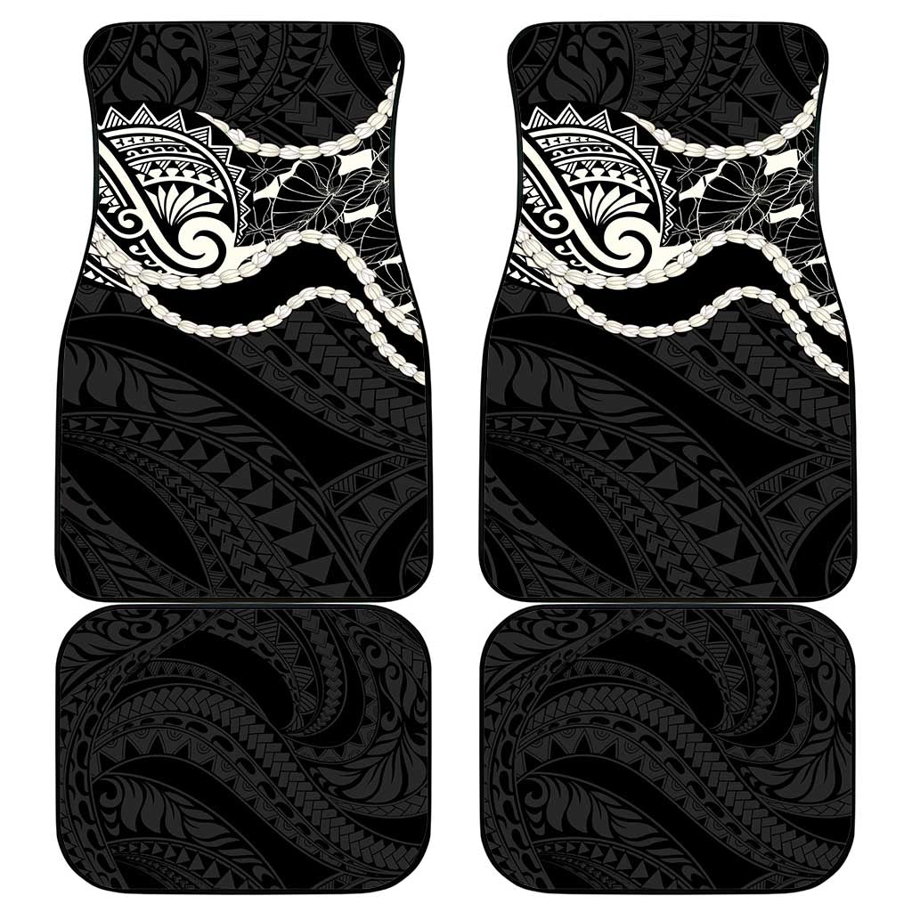 Aloha Hawaii Kalo Pikake Lei Car Mats Chest Tattoo Black Hawaiian Pattern