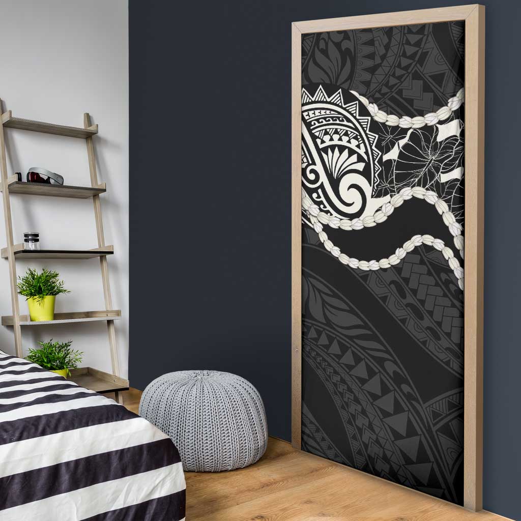 Aloha Hawaii Kalo Pikake Lei Door Cover Chest Tattoo Black Hawaiian Pattern