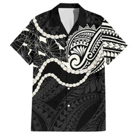 Aloha Hawaii Kalo Pikake Lei Family Matching Long Sleeve Bodycon Dress and Hawaiian Shirt Chest Tattoo Black Hawaiian Pattern LT14 Dad's Shirt - Short Sleeve Black - Polynesian Pride