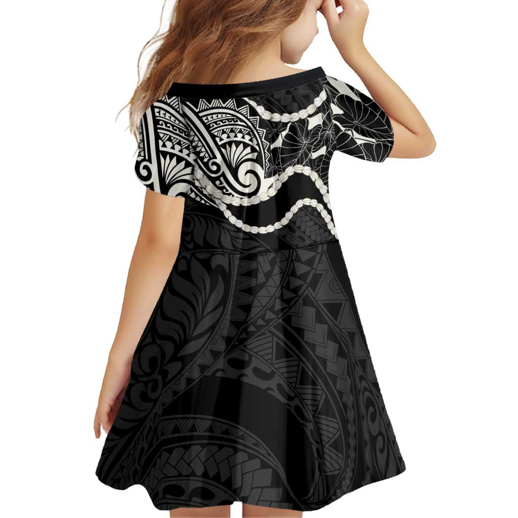 Aloha Hawaii Kalo Pikake Lei Family Matching Mermaid Dress and Hawaiian Shirt Chest Tattoo Black Hawaiian Pattern LT14 - Polynesian Pride