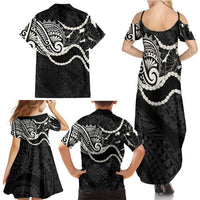 Aloha Hawaii Kalo Pikake Lei Family Matching Summer Maxi Dress and Hawaiian Shirt Chest Tattoo Black Hawaiian Pattern LT14 - Polynesian Pride