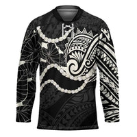 Aloha Hawaii Kalo Pikake Lei Hockey Jersey Chest Tattoo Black Hawaiian Pattern