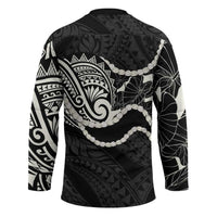 Aloha Hawaii Kalo Pikake Lei Hockey Jersey Chest Tattoo Black Hawaiian Pattern