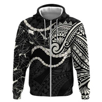 Aloha Hawaii Kalo Pikake Lei Hoodie Chest Tattoo Black Hawaiian Pattern