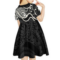 Aloha Hawaii Kalo Pikake Lei Kid Short Sleeve Dress Chest Tattoo Black Hawaiian Pattern