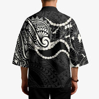 Aloha Hawaii Kalo Pikake Lei Kimono Chest Tattoo Black Hawaiian Pattern