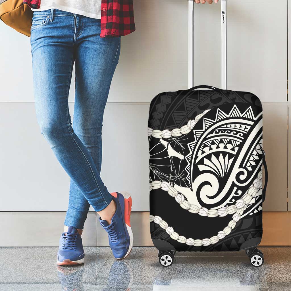Aloha Hawaii Kalo Pikake Lei Luggage Cover Chest Tattoo Black Hawaiian Pattern