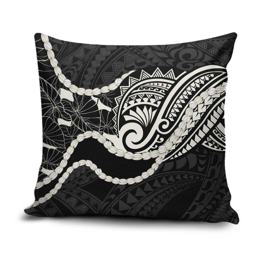 Aloha Hawaii Kalo Pikake Lei Pillow Cover Chest Tattoo Black Hawaiian Pattern
