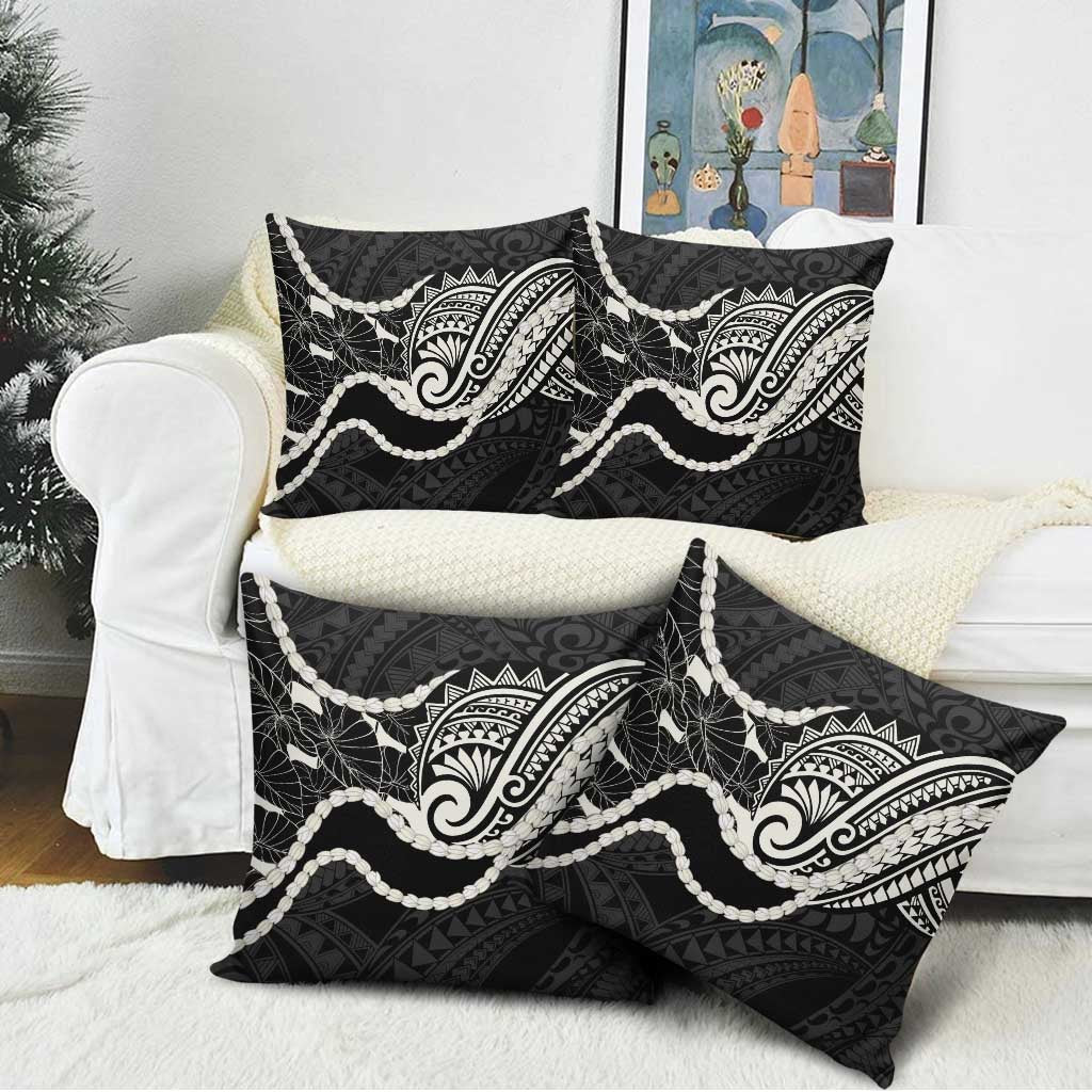 Aloha Hawaii Kalo Pikake Lei Pillow Cover Chest Tattoo Black Hawaiian Pattern