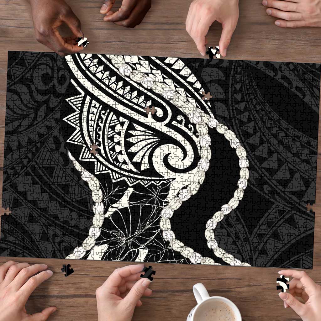 Aloha Hawaii Kalo Pikake Lei Puzzle Chest Tattoo Black Hawaiian Pattern