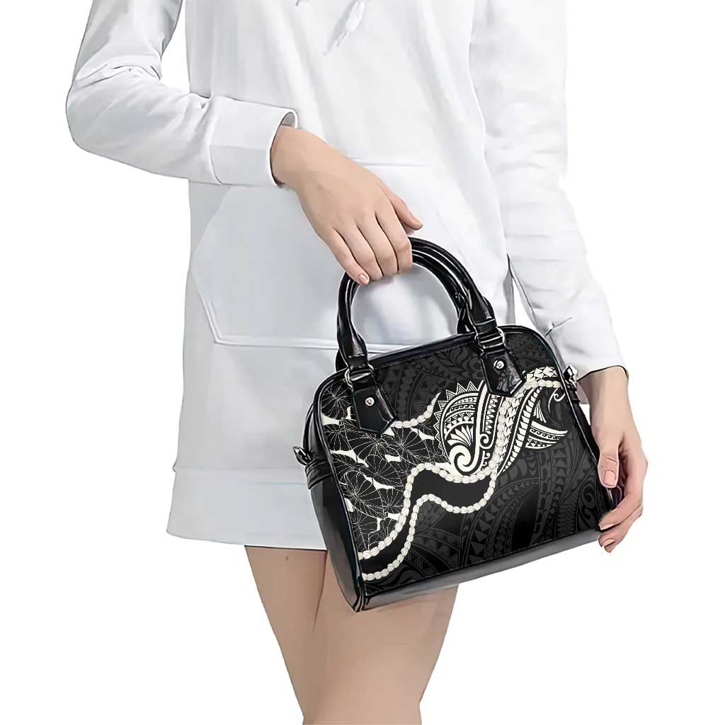 Aloha Hawaii Kalo Pikake Lei Shoulder Handbag Chest Tattoo Black Hawaiian Pattern