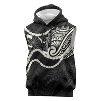 Aloha Hawaii Kalo Pikake Lei Sleeveless Hoodie Chest Tattoo Black Hawaiian Pattern