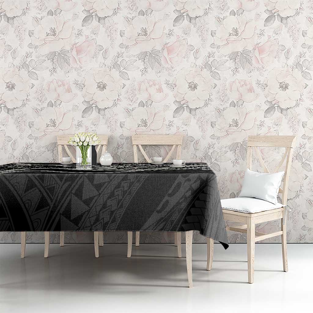Aloha Hawaii Kalo Pikake Lei Tablecloth Chest Tattoo Black Hawaiian Pattern