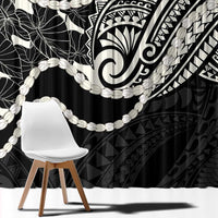 Aloha Hawaii Kalo Pikake Lei Window Curtain Chest Tattoo Black Hawaiian Pattern