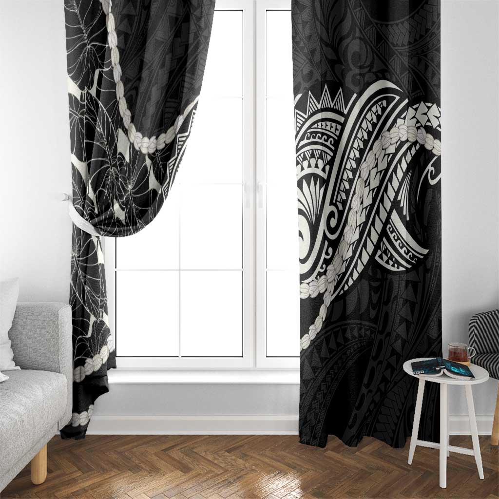 Aloha Hawaii Kalo Pikake Lei Window Curtain Chest Tattoo Black Hawaiian Pattern