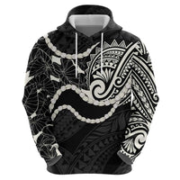 Aloha Hawaii Kalo Pikake Lei Zip Hoodie Chest Tattoo Black Hawaiian Pattern
