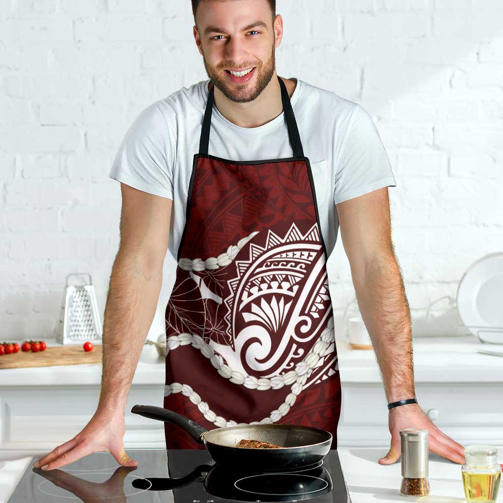 Aloha Hawaii Kalo Pikake Lei Apron Chest Tattoo Oxblood Hawaiian Pattern