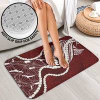 Aloha Hawaii Kalo Pikake Lei Bathroom Set Chest Tattoo Oxblood Hawaiian Pattern