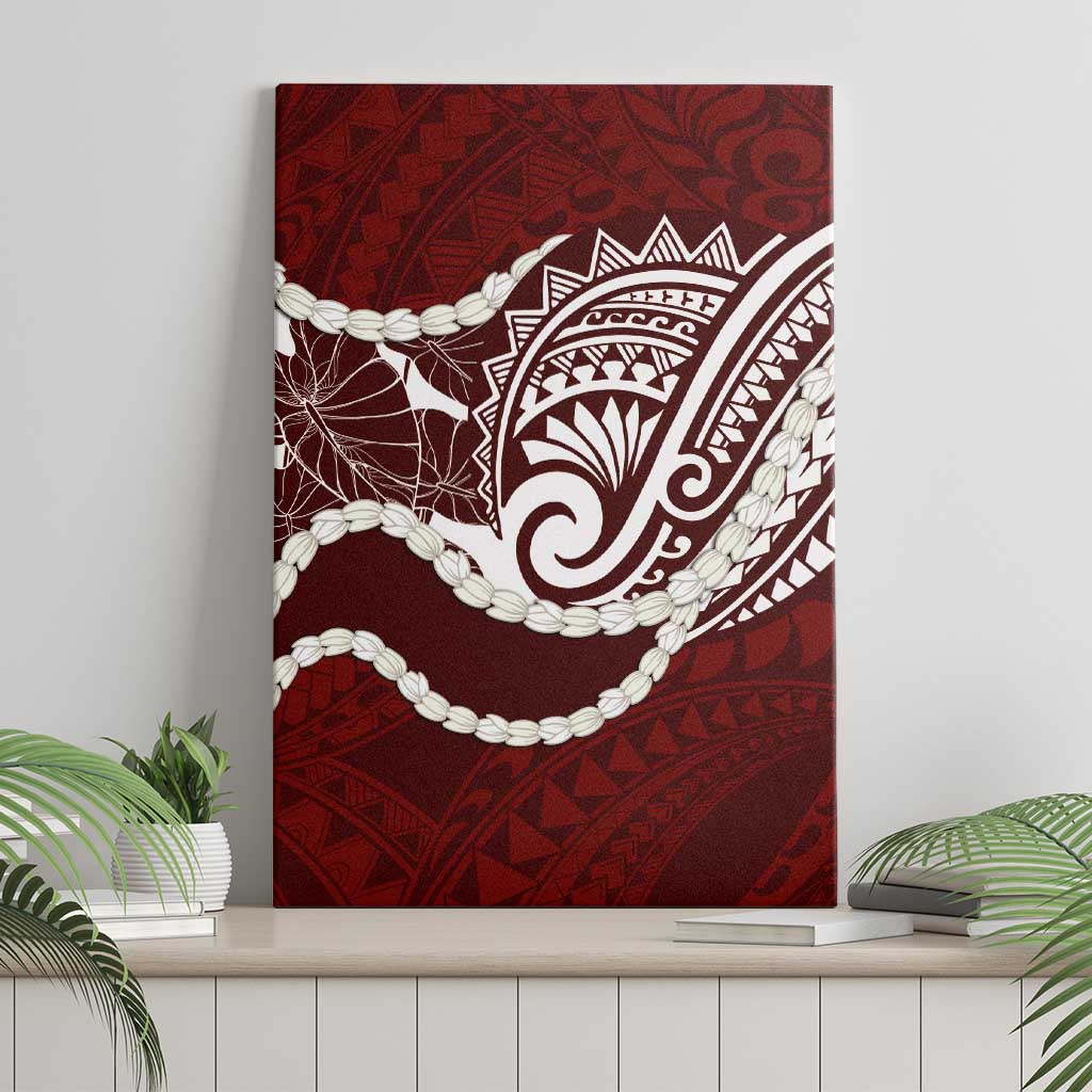 Aloha Hawaii Kalo Pikake Lei Canvas Wall Art Chest Tattoo Oxblood Hawaiian Pattern