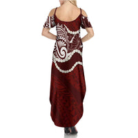 Aloha Hawaii Kalo Pikake Lei Family Matching Summer Maxi Dress and Hawaiian Shirt Chest Tattoo Oxblood Hawaiian Pattern LT14 - Polynesian Pride