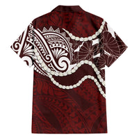 Aloha Hawaii Kalo Pikake Lei Family Matching Tank Maxi Dress and Hawaiian Shirt Chest Tattoo Oxblood Hawaiian Pattern LT14 - Polynesian Pride
