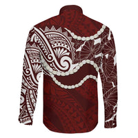 Aloha Hawaii Kalo Pikake Lei Family Matching Tank Maxi Dress and Hawaiian Shirt Chest Tattoo Oxblood Hawaiian Pattern LT14 - Polynesian Pride