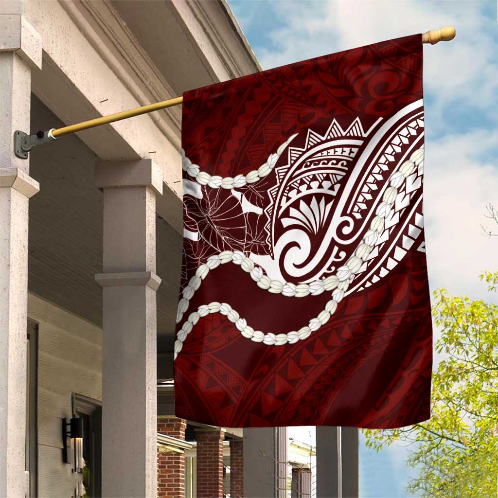 Aloha Hawaii Kalo Pikake Lei Garden Flag Chest Tattoo Oxblood Hawaiian Pattern